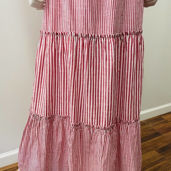 Draper James RSVP XL Maxi Dress Red White Stripe Tiered Short Sleeve Wide Neck - Picture 9 of 13